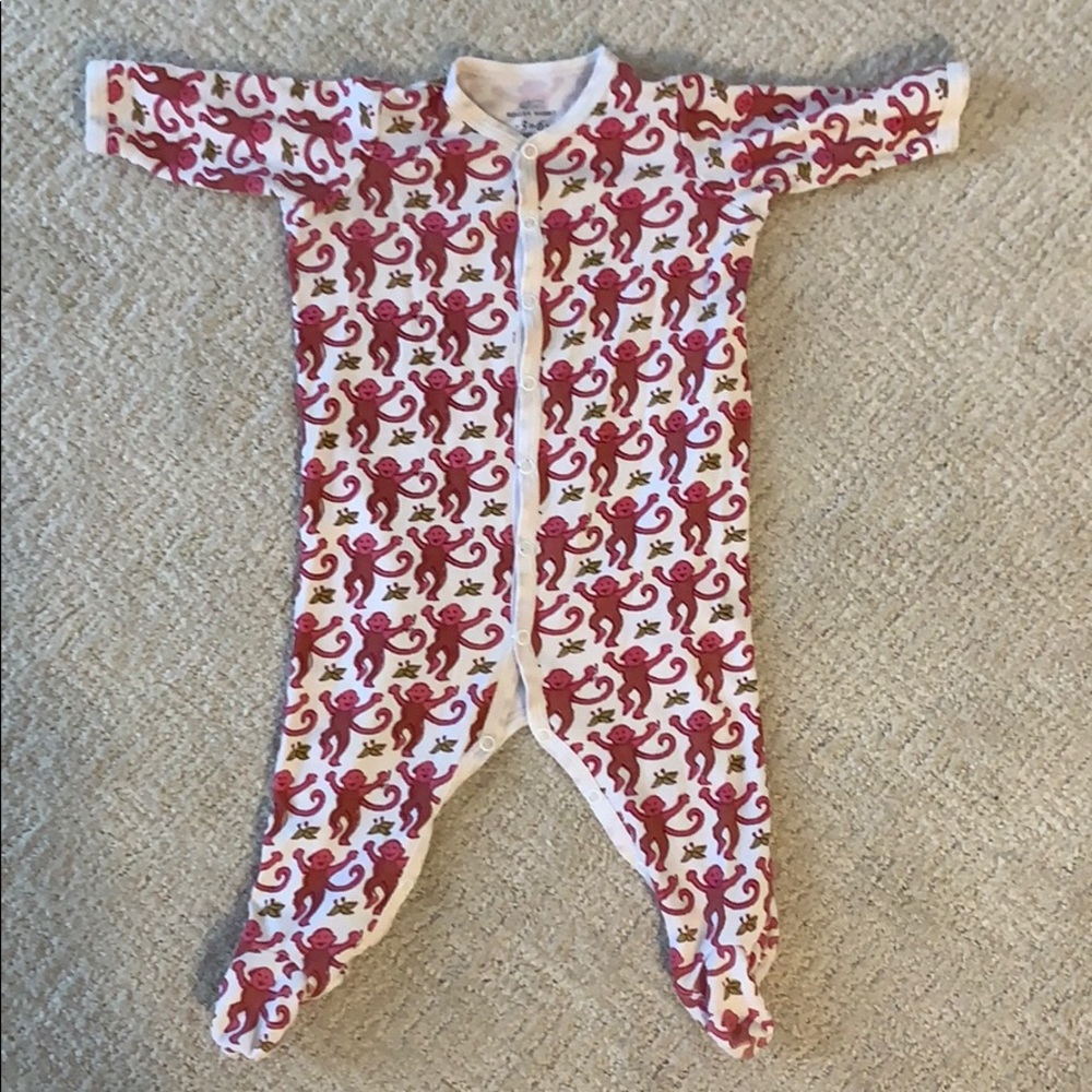 Roller Rabbit Pink Monkeys footie